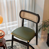 Scandinavian Rattan Open Back Dining Chair with Cushioned Seat Image - 6