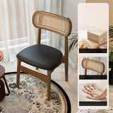 Scandinavian Rattan Open Back Dining Chair with Cushioned Seat Image - 8