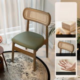 Scandinavian Rattan Open Back Dining Chair with Cushioned Seat Image - 9