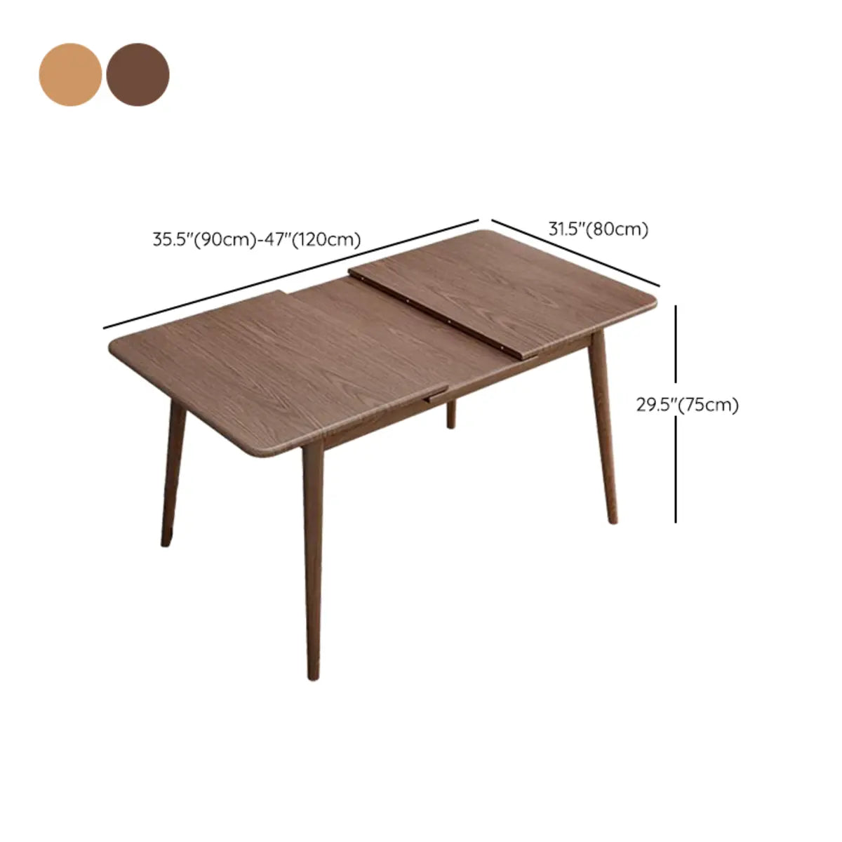 Scandinavian Rectangle Extendable Wood Dining Table Brown 