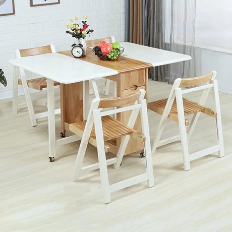 Scandinavian Rectangle Rubberwood Folding  Dining Table Image - 1