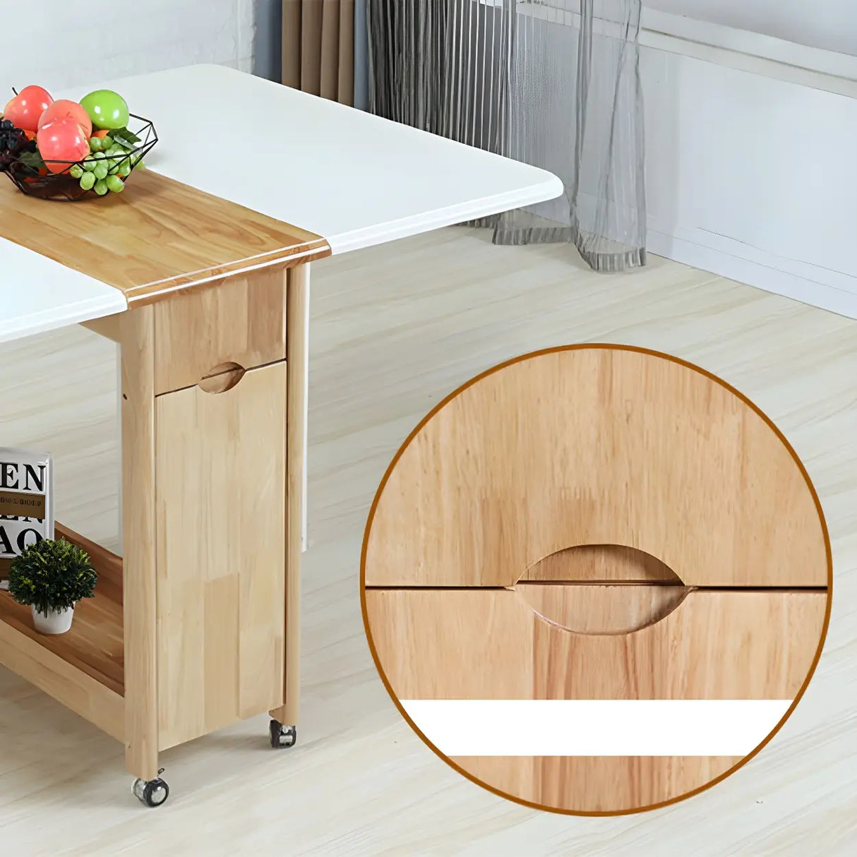 Scandinavian Rectangle Rubberwood Folding  Dining Table Image - 13