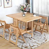 Scandinavian Rectangle Rubberwood Folding  Dining Table Image - 16