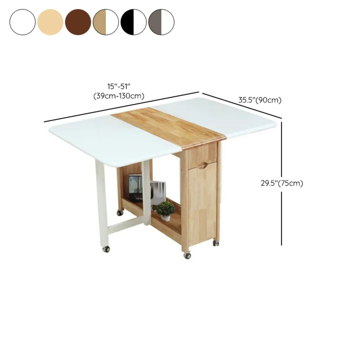 Scandinavian Rectangle Rubberwood Folding  Dining Table 