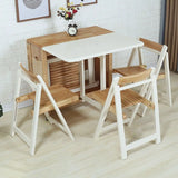 Scandinavian Rectangle Rubberwood Folding  Dining Table Image - 5