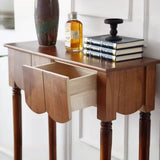 Scandinavian Rectangular Wood Console Table with Floor Shelf Image - 12