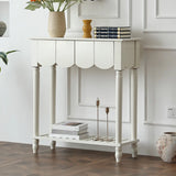 Scandinavian Rectangular Wood Console Table with Floor Shelf Image - 9