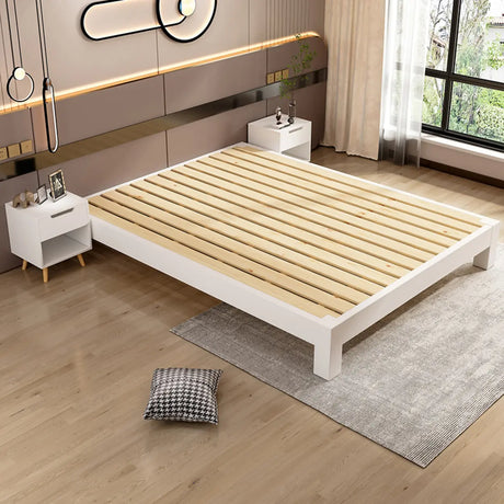 Scandinavian Rectangular Wood Natural Queen Panel Bed Image - 2