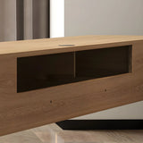 Scandinavian Rectangular Wood Wall-mounted TV Stand Image - 10