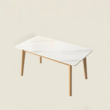 Scandinavian Rectangular Wood White Dining Table Image - 10
