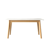 Scandinavian Rectangular Wood White Dining Table Image - 5