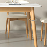 Scandinavian Rectangular Wood White Dining Table Image - 7