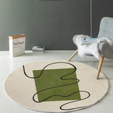 Scandinavian Round Imitation Wool Green Neutral Area Rug Image - 1