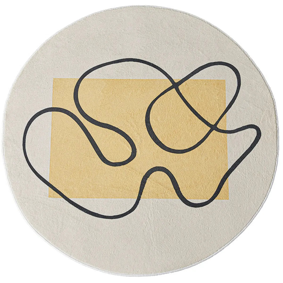 Scandinavian Round Imitation Wool Green Neutral Area Rug Image - 4