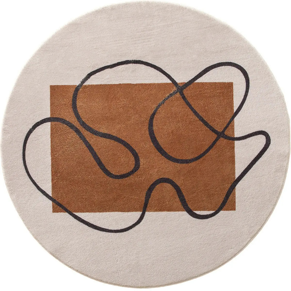 Scandinavian Round Imitation Wool Green Neutral Area Rug Image - 5