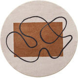 Scandinavian Round Imitation Wool Green Neutral Area Rug Image - 5