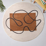 Scandinavian Round Imitation Wool Green Neutral Area Rug Image - 8