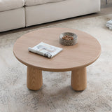 Scandinavian Round Natural Wood 3 Leg Coffee Table Image - 1