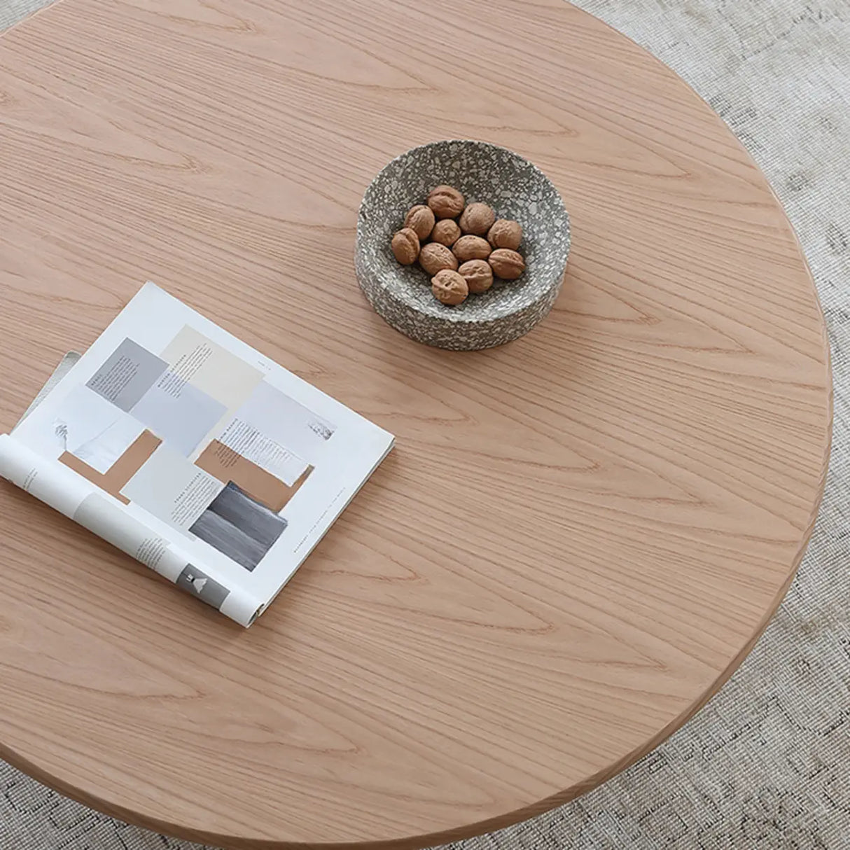 Scandinavian Round Natural Wood 3 Leg Coffee Table Image - 11