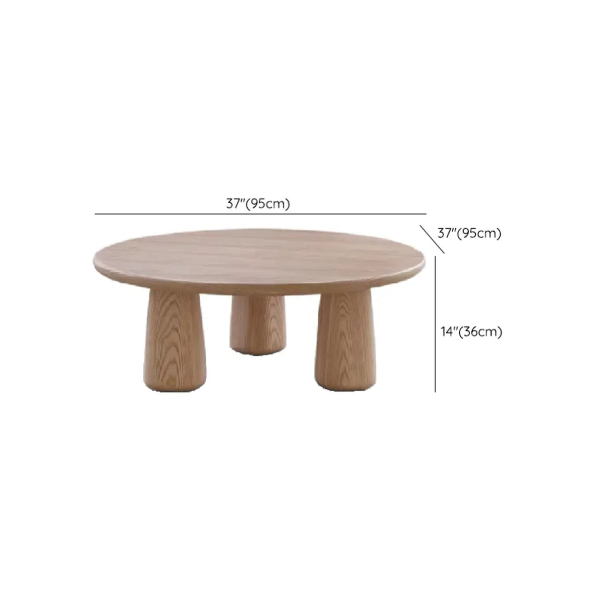 Scandinavian Round Natural Wood 3 Leg Coffee Table Image - 16