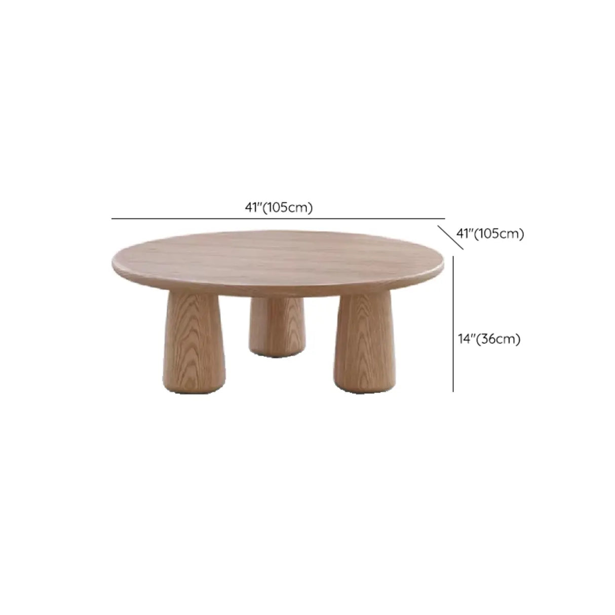 Scandinavian Round Natural Wood 3 Leg Coffee Table Image - 17