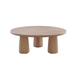Scandinavian Round Natural Wood 3 Leg Coffee Table Image - 2