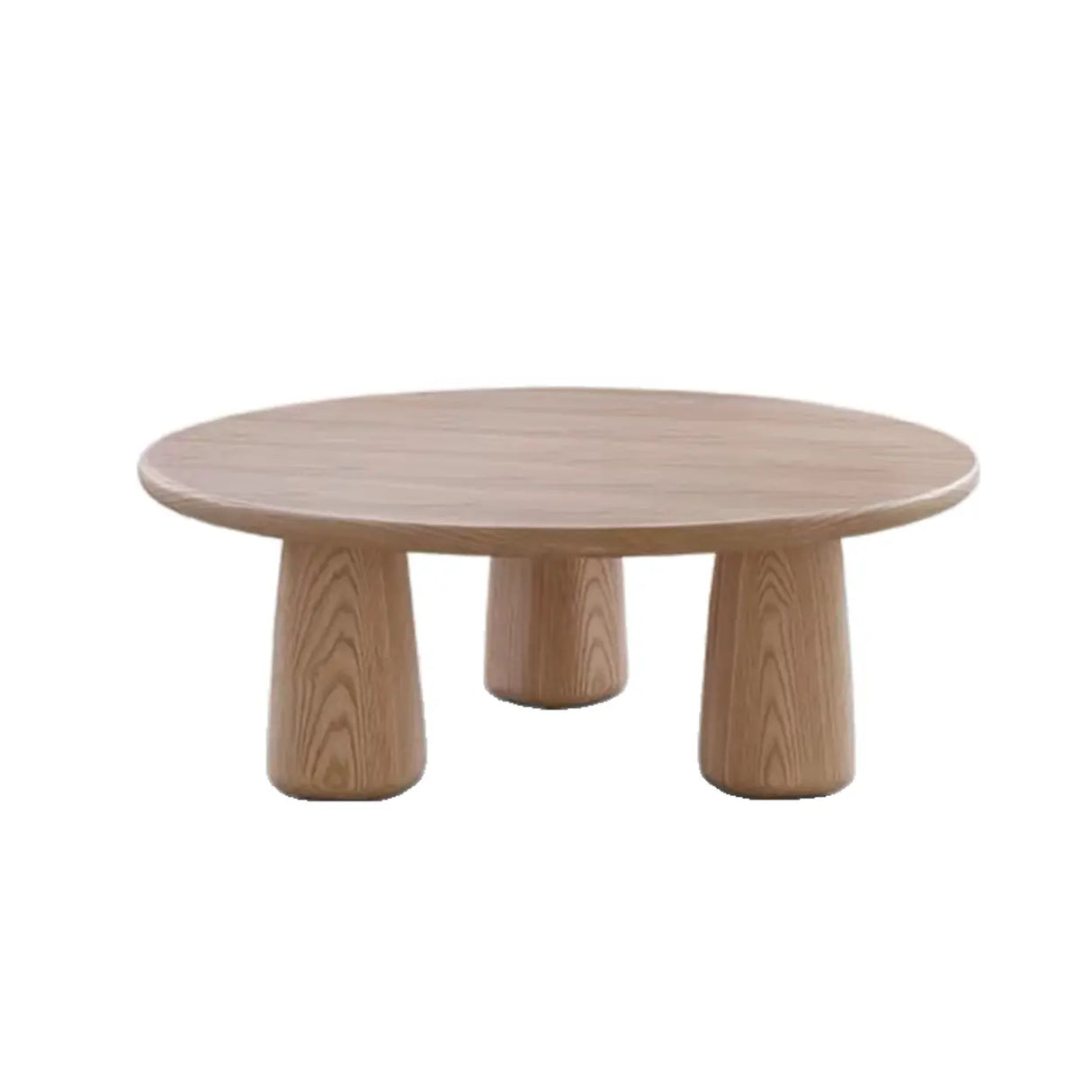 Scandinavian Round Natural Wood 3 Leg Coffee Table Image - 3