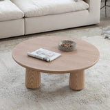 Scandinavian Round Natural Wood 3 Leg Coffee Table Image - 6