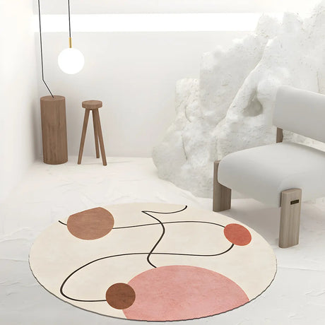 Scandinavian Round Polyester Green Bedroom Anti-Slip Rug Image - 7