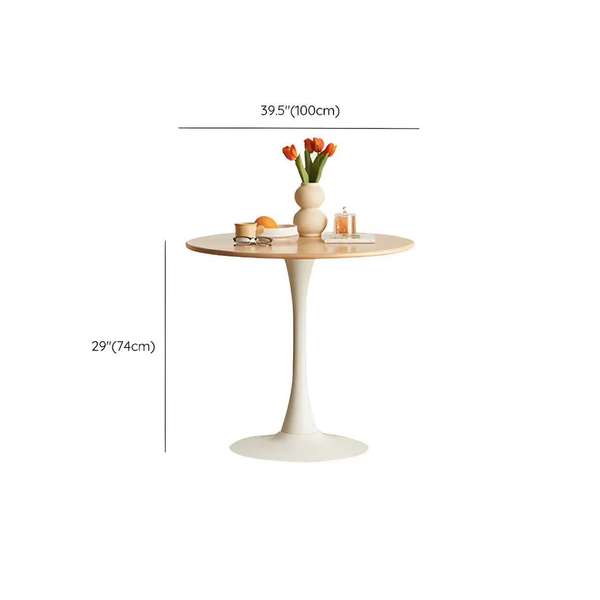 Scandinavian Round Wood Natural Dining Table Image - 11