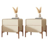 Scandinavian Rounded Wood Off-White 2 Drawer Nightstand Image - 12