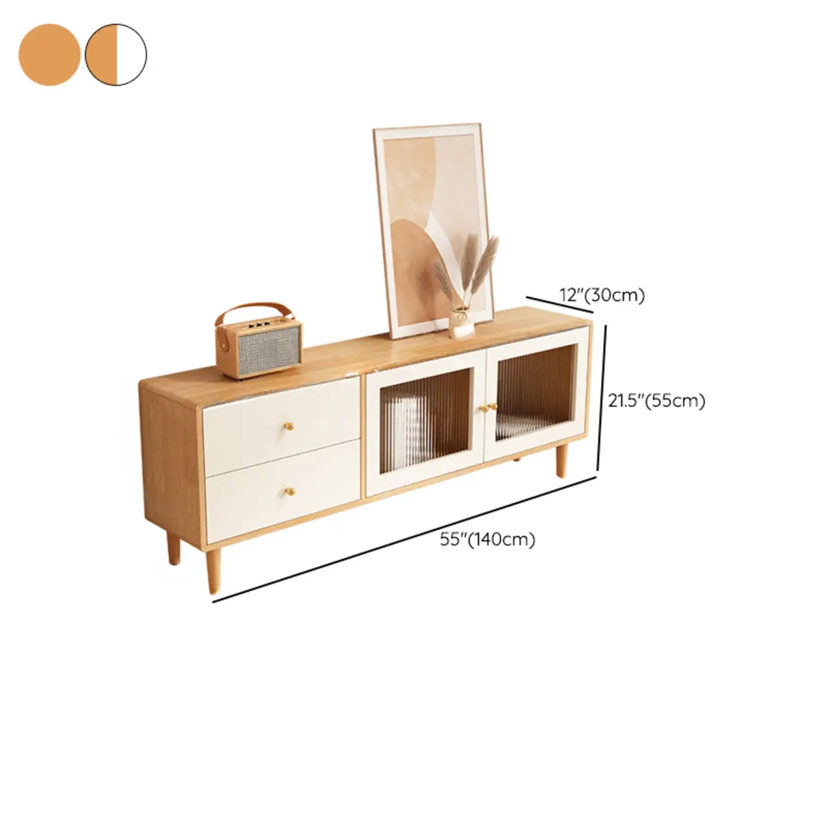 Scandinavian Rubberwood Enclosed Storage TV Stand Image - 13