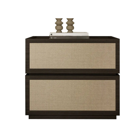 Scandinavian Rustic Wood 2-Drawer Natural Finish Nightstand Image - 2