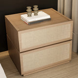 Scandinavian Rustic Wood 2-Drawer Natural Finish Nightstand Image - 4