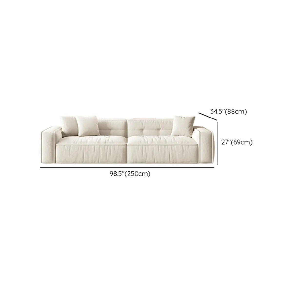 Scandinavian Sherpa Fabric Square Arm Tufted Back Sofa Image - 13
