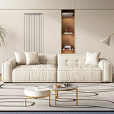 Scandinavian Sherpa Fabric Square Arm Tufted Back Sofa Image - 2