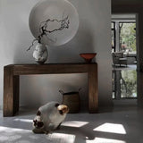 Scandinavian Sled Base Rectangular Natural Console Table Image - 1