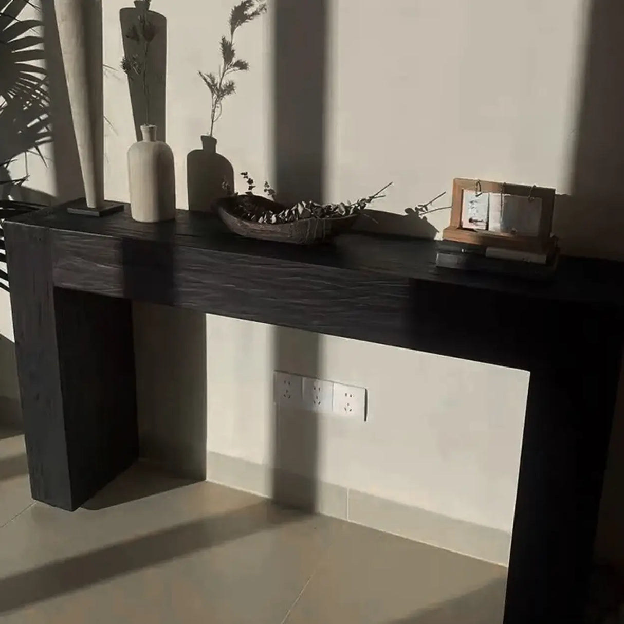 Scandinavian Sled Base Rectangular Natural Console Table Image - 3