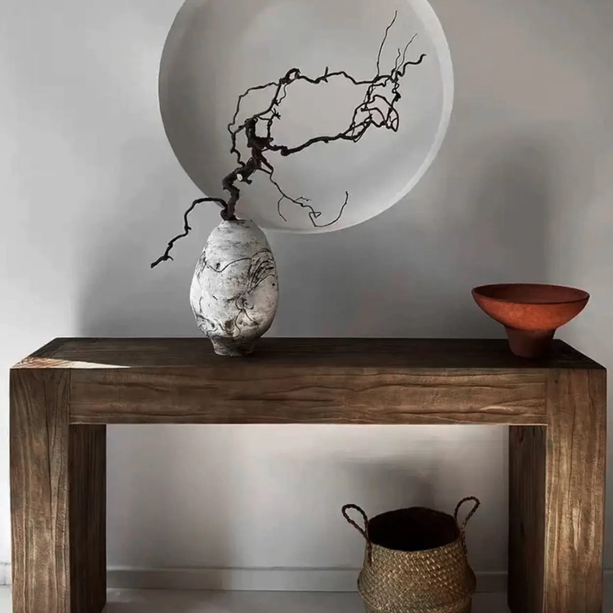 Scandinavian Sled Base Rectangular Natural Console Table Image - 5