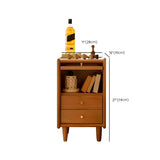 Scandinavian Slim Wood Nightstand with Drawers and Glass Door Image - 10