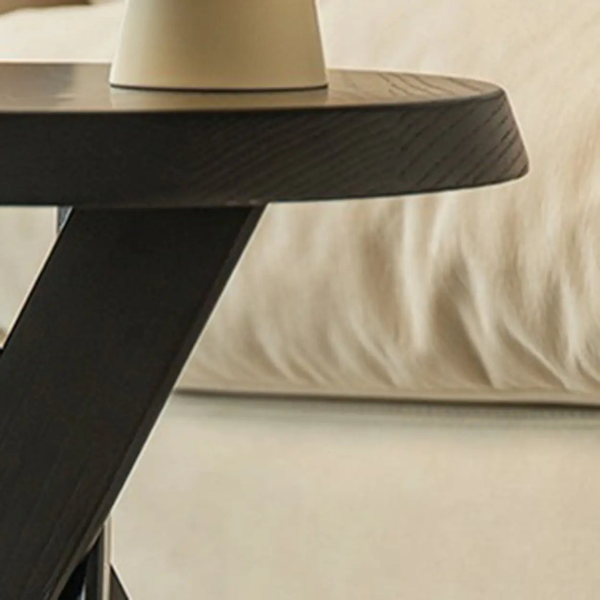 Scandinavian Small Wood Tripod Cross Legs Side Table Image - 12