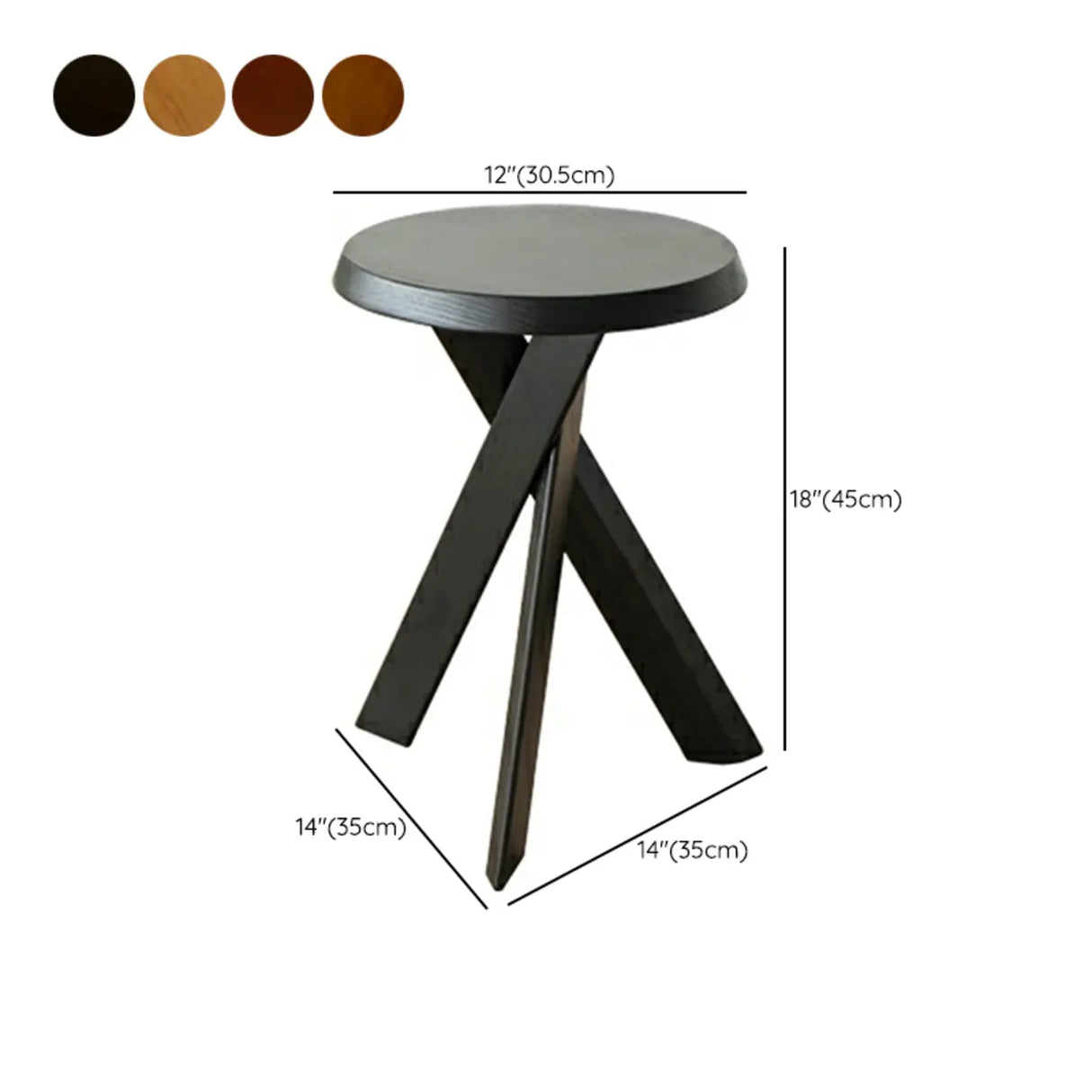 Scandinavian Small Wood Tripod Cross Legs Side Table 
