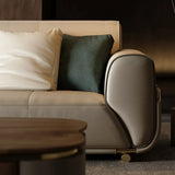 Scandinavian Solid Color Nappa Leather Foam Fill Sofa Image - 2