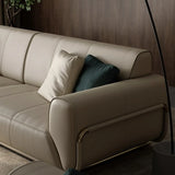 Scandinavian Solid Color Nappa Leather Foam Fill Sofa Image - 3