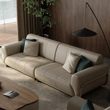 Scandinavian Solid Color Nappa Leather Foam Fill Sofa Image - 4