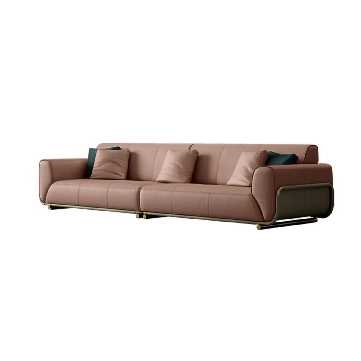 Scandinavian Solid Color Nappa Leather Foam Fill Sofa Image - 5