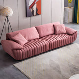 Scandinavian Stain Resistant Leather Pink Cushion Back Sofa Image - 3