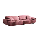 Scandinavian Stain Resistant Leather Pink Cushion Back Sofa Image - 6