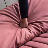 Scandinavian Stain Resistant Leather Pink Cushion Back Sofa Image - 9
