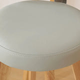 Scandinavian Swivel Wood Low Back Leather Padded Bar Stool Image - 17